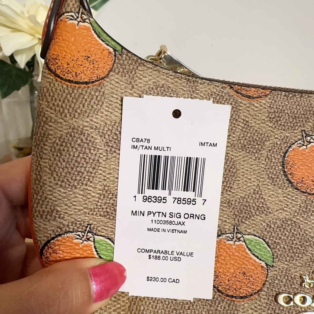 NWT COACH MINI‎ PAYTON BAG IN SIGNATURE CANVAS WITH ORANGE PRINT - Picture 7 of 7